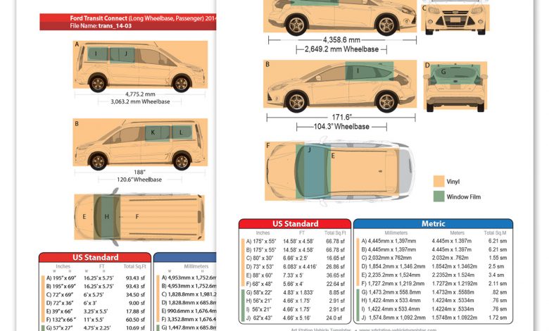 Art Station Vehicle Templates also has a Wrap Dimensions Guide that provides pre-figured square footage for quick wrap quoting.