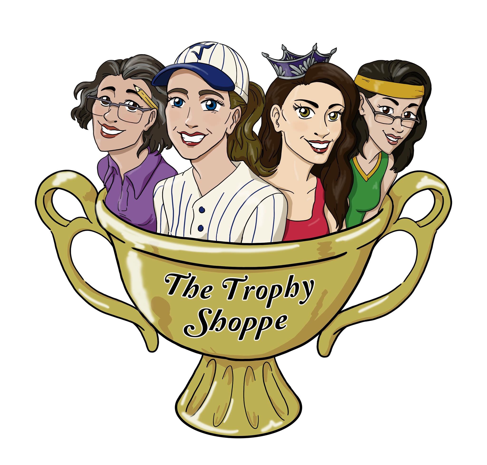 L-R: Vicki Frederickson, Jeanie Hatfield, Dana Gallagher, and Elena Bloom make up The Trophy Shoppe logo. (Image courtesy The Trophy Shoppe)