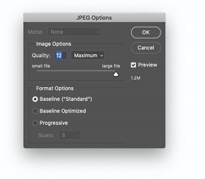 Jpeg quality configuration