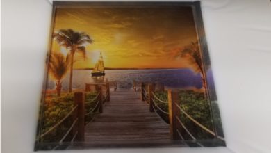 glass tile sublimation heat press beach scene