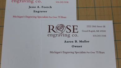 Rose engraving business cards Grand Rapids Michigan