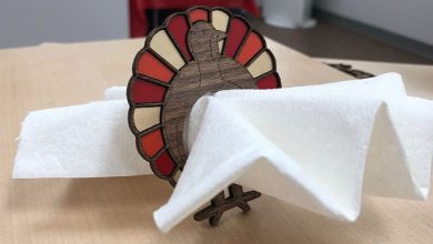laser cut engrave turkey napkin ring thanksgiving decoration table
