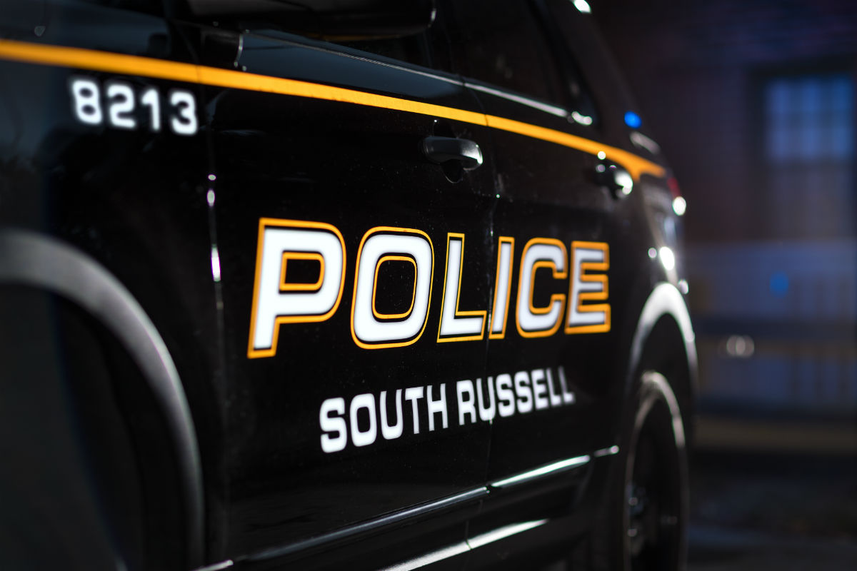 Avery Dennison's reflective material is featured on a fleet of police vehicles in South Russell, Ohio. (Image courtesy Russell Lee Photography)