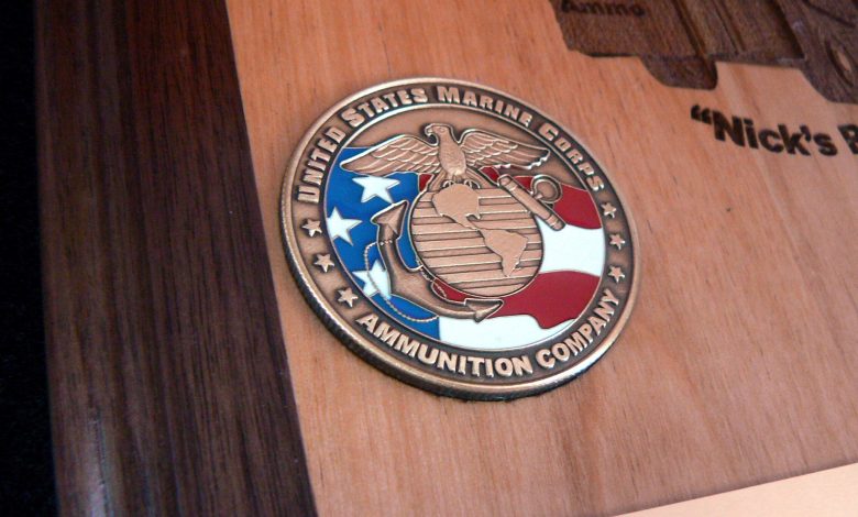 embed military coin medallion wood plaque award