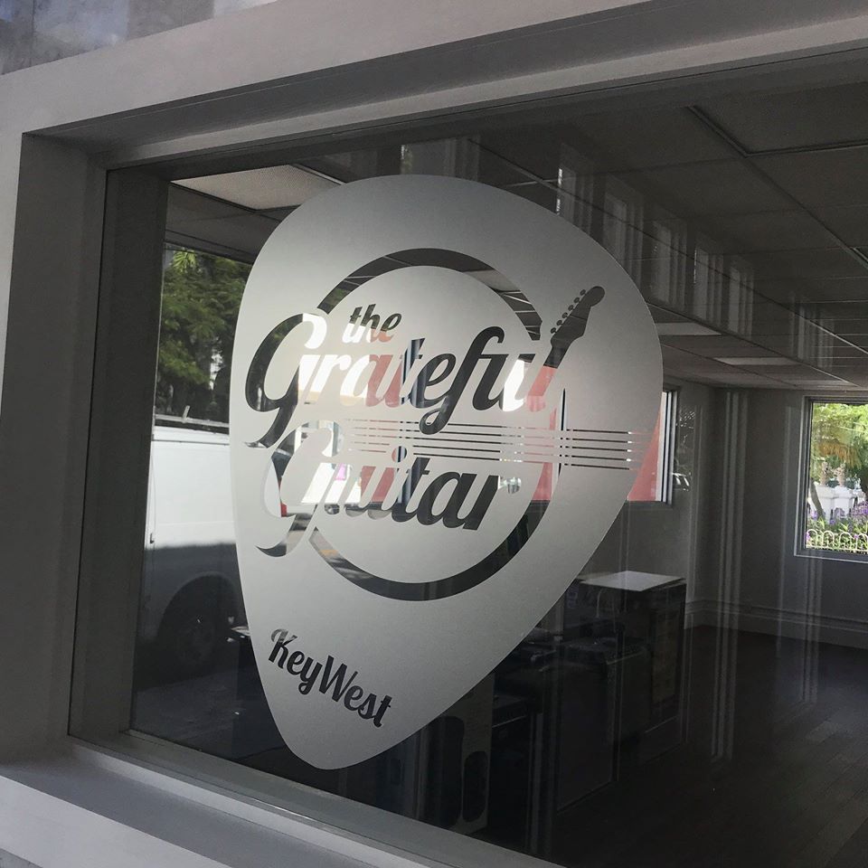 A frosted window sign lends a touch of class and reinforces the branding.