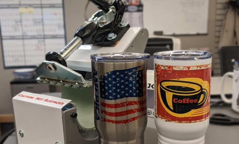 Sublimating Coffee Mugs in an Auto Tumbler Press 