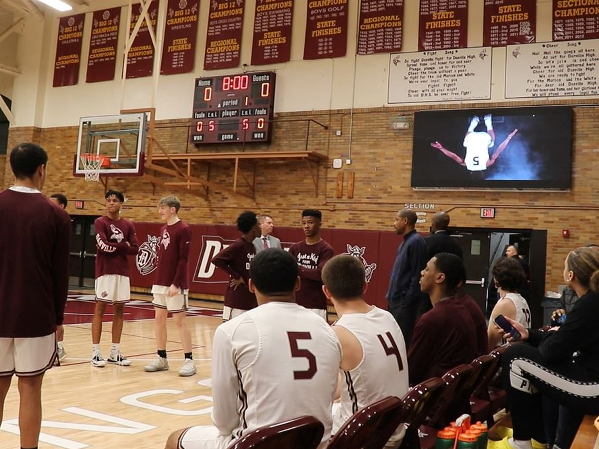 Watchfire Signs digital billboard in a school gym