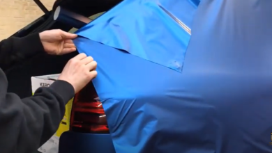 metallic blue car wrap