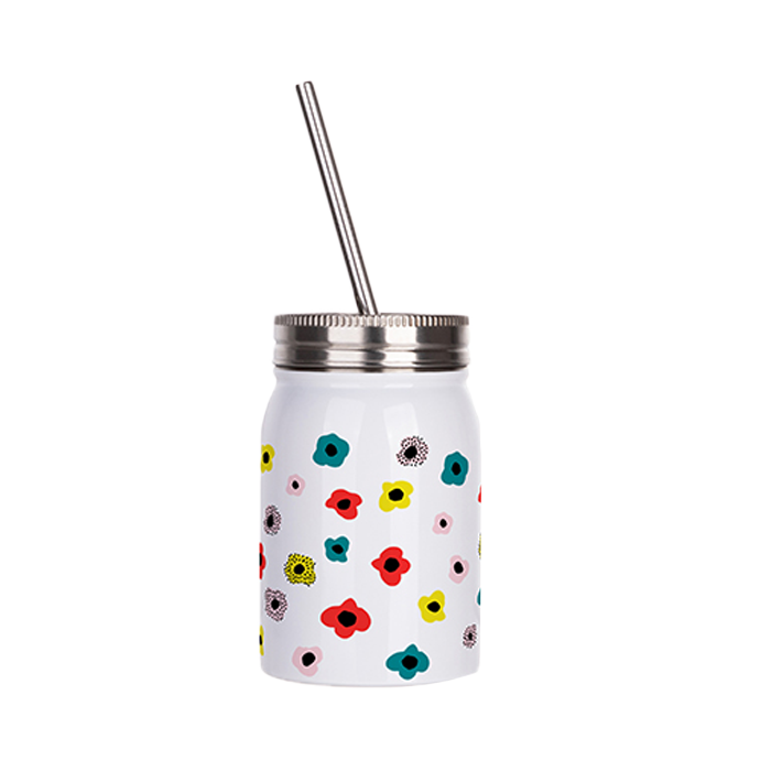 17oz White Stainless Steel Mason Jar