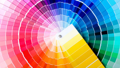 Close-up view of a color chart used for paint selection