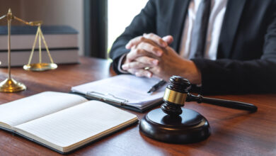 Professional male lawyer or counselor working with legal case document contract in office, law and justice, attorney, lawsuit concept.