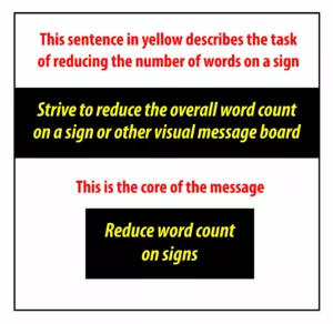 How to reduce word count on a sign