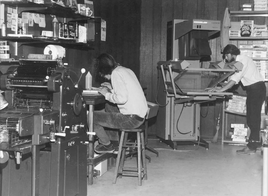 Minuteman Press 50 Years Bob Titus and Jim Galasso at Plainview Shop in 1973 jpg