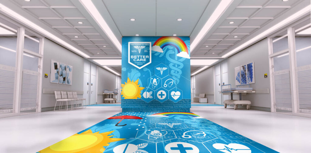 Medical facility wall and floor graphics Roland DG TrueVIS AP 640 latex printer