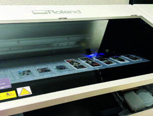 Vona Gifts Roland DG VersaUV LEF benchtop UV flatbed printing on keychains