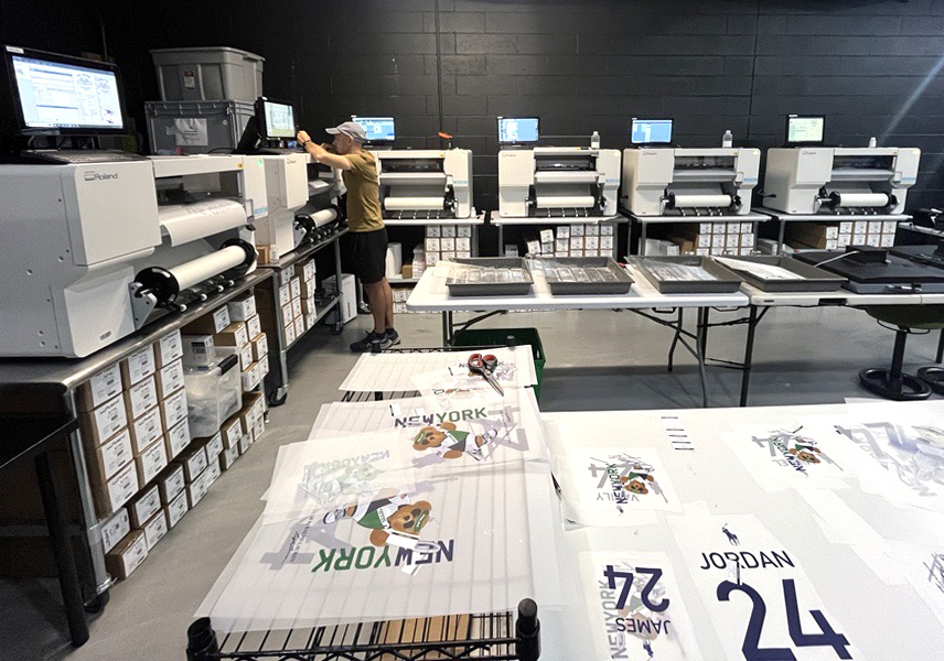 US Open Roland DG VersaSTUDIO BY 20 direct to film printers behind the scenes