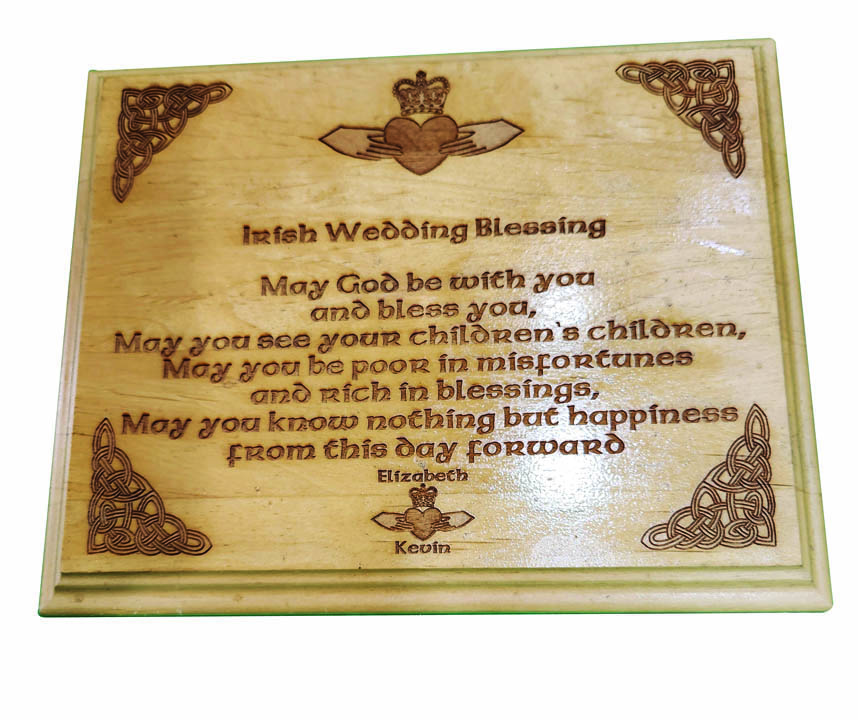 Irish wedding blessing engraved on a wooden plaque 1