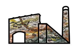 Spinning Mill Lofts Fiber Art Focal Wall Conceptual Sketch by Studio 618 Sketch Provided by Studio 618