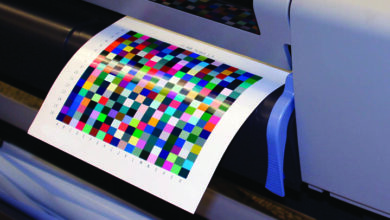 A color chart is printed on the target printer and on the substrate that is being profiled.