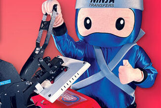 Ninja Transfers mascot with heat presses