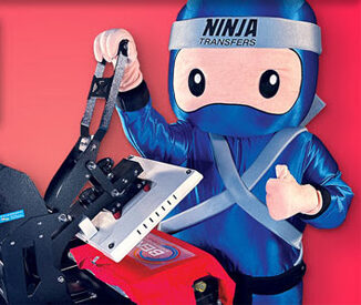 Ninja Transfers mascot with heat presses