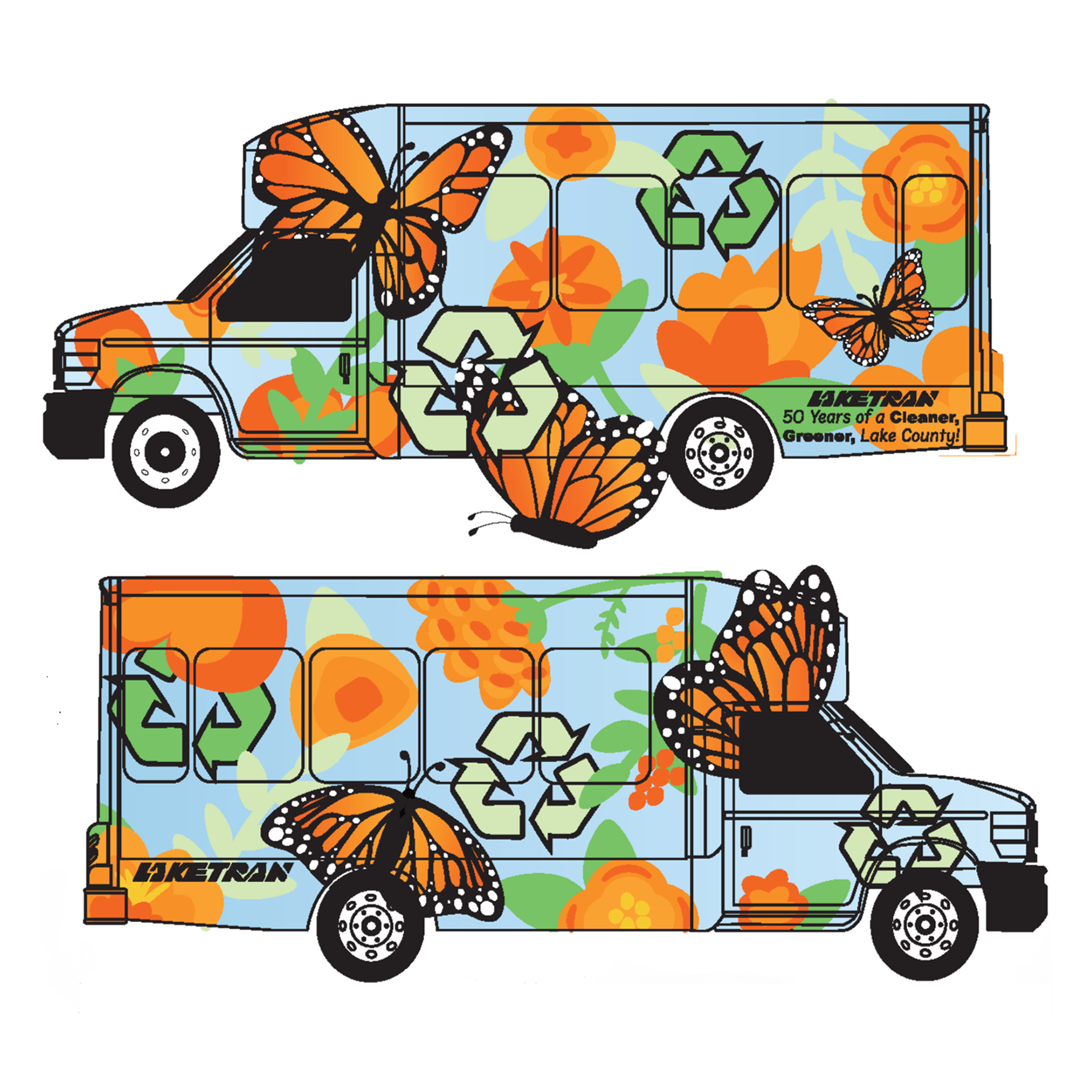 bus wrap design with monarch butterflies - avery dennison