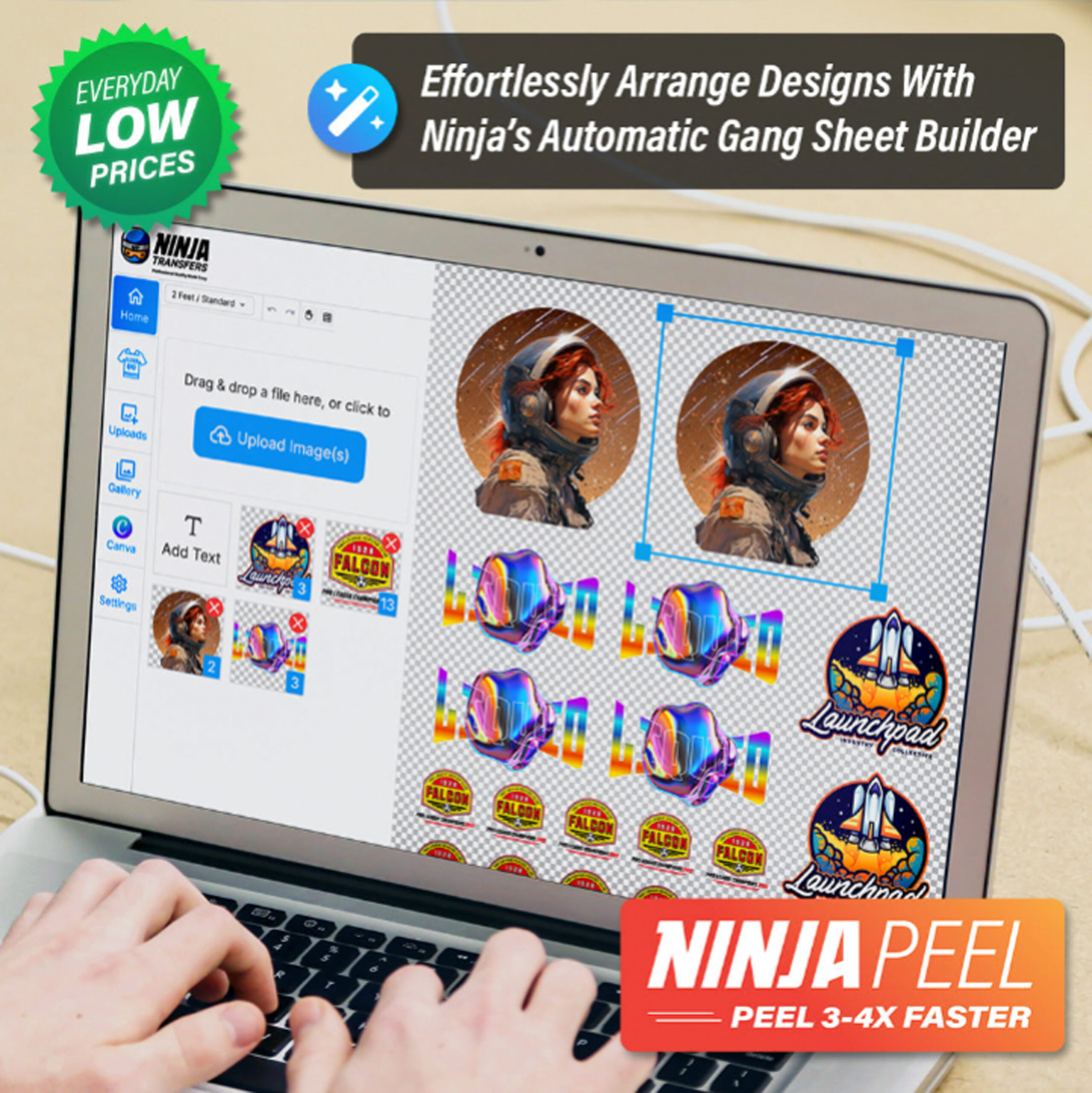 screenshot of Ninja Transfers' online builder