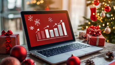 holiday stock photo computer christmas themed graph