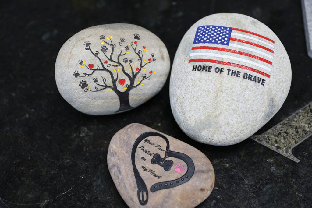 Blasted painted rocks