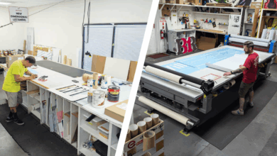 sign shop equipment and staff