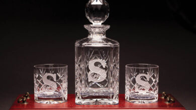 sandcarving sandcarved decanter crystal set