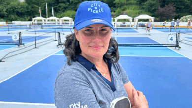 pickleball player wearing citypickle/imperial hat at courts