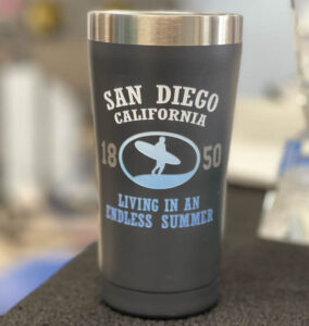 Metal tumbler painted San Diego image e1756837457565