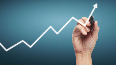 marketing - hand drawing chart, graph stock of growth