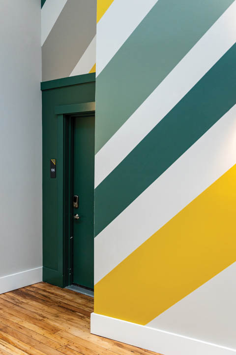 Unit sign in corridor. Photo taken by Megan Morales