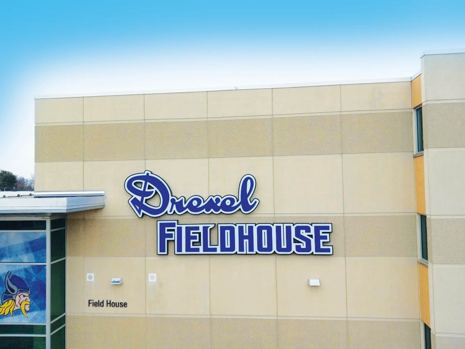 Drexel Fieldhouse Sign Completed