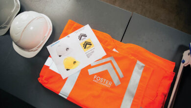 branding; construction items - hard hats, vests