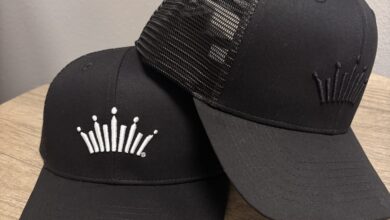 headwear embroidered with Anheuser-Busch brands