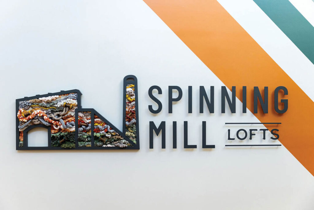 Spinning Mill Lofts: Process photos by Lauren Stern and final photos by Megan Morales - Fabricator: SignArt