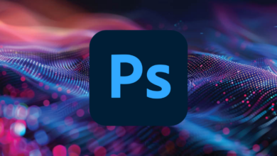 photoshop logo over digital background