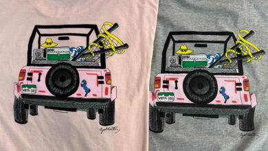 pink jeep design on T-shirts