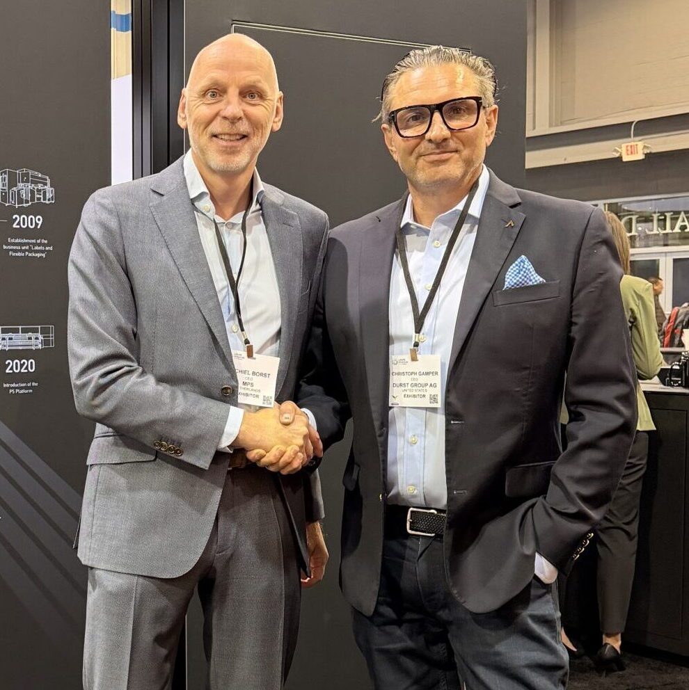 Left: Michiel Borst, CEO of MPS Printing B.V.; Right: Christoph Gamper, CEO and co-owner of Durst Group. (Image courtesy of Durst Group)