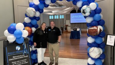 Jennifer and Sal Calautti, owners and operators of Fully Promoted of Southern NH welcome the NH business community to their 3rd annual Client Appreciation Event; festive balloon décor by Eye Candy Balloons