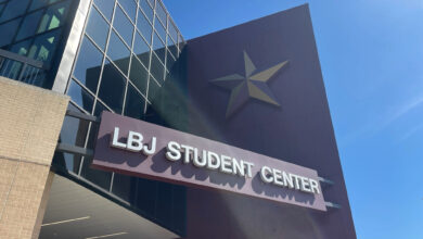 LBJ student center campus signage